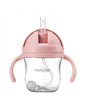 MININOR, Fles met rietje - lekvrij, 220 ml, Lichtroze