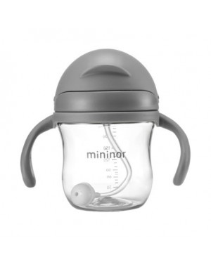 MININOR, Fles met rietje - lekvrij, 220 ml, Grijs
