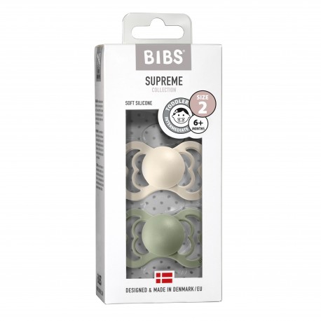 BIBS Supreme - Lot de 2,  Taille 2 (6+ mois), Anatomique - Silicone