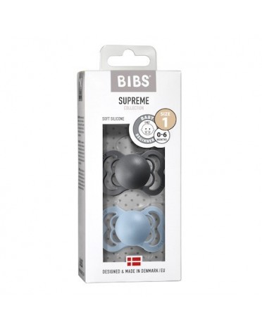 BIBS Supreme - Lot de 2,  Taille 1 (0-6 mois), Anatomique - Silicone,