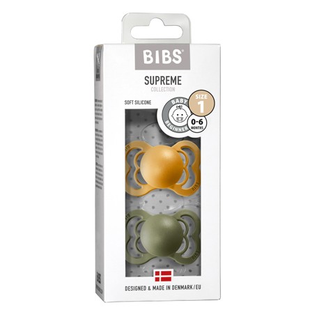 BIBS Supreme - 2 stuks,  Maat 1 (0-6m),  Symmetrisch - Silicone,