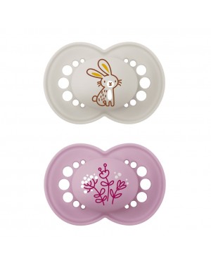 MAM Original 2 pak,  Maat 2 (6-16 maanden), Symmetrisch - Latex, Roze