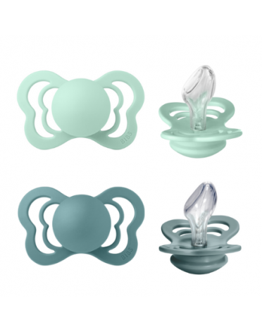 BIBS Couture - Lot de 2,  Taille 2 (6+ mois), Physiologique - Silicone,