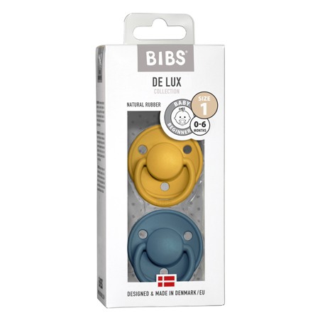 BIBS De Lux Night - 2 stuks,  Maat 1 (0-6m.),  Rond - Latex