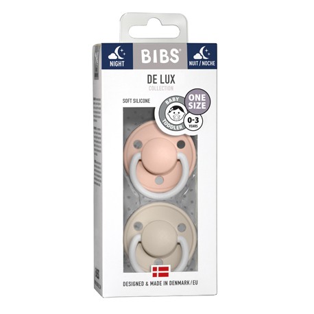 BIBS De Lux Night - Lot de 2,  One size (0-36 mois), Ronde - Silicone,