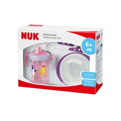 NUK  Set repas, Learn-to-eat, Pink / purple,  6+m