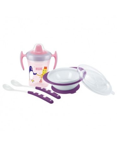 NUK  Set repas, Learn-to-eat, Pink / purple,  6+m
