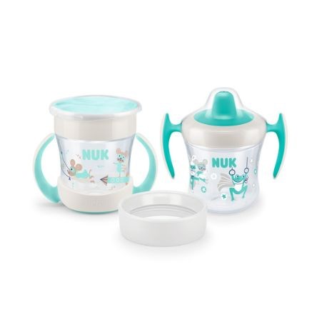 NUK  Mini Cups - Tasse, Tasse 3 en 1, Vert clair, 6+m