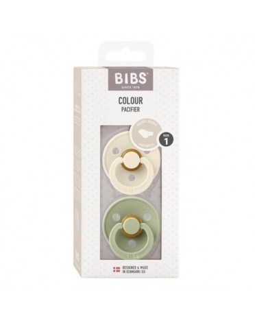 BIBS Colour Lot de 2,  Taille 1 (0-6 mois), Physiologique - Latex
