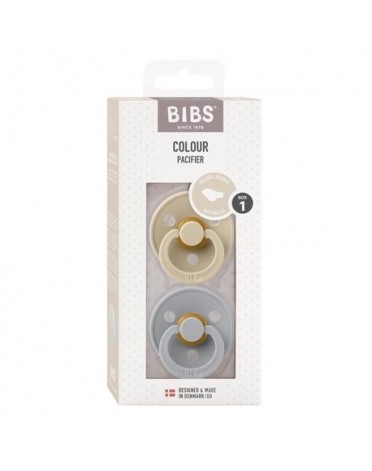 BIBS Colour Lot de 2,  Taille 1 (0-6 mois), Physiologique - Latex