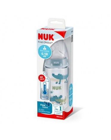 NUK  First Choice, Babyfles, Blauw, 6-18 maanden.