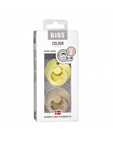 BIBS Colour - Lot de 2, Taille 2 (6+ mois), Arrondi - Latex