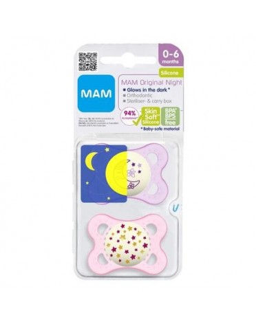 MAM Original Night 2 unités, Taille 1 (0-6 mois), Anatomique - Silicone
