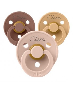 BIBS Colour, Maat 1 (0-6 maanden), Rond - Latex, Speen met naam