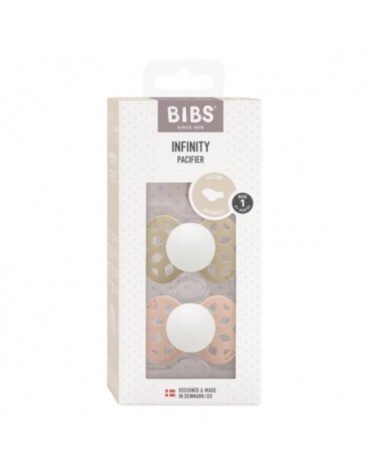 BIBS Infinity Night lot de 2, Size 1 (0-6 m), Physiologique - Silicone