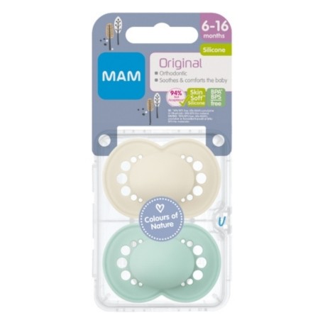MAM Original 2 pak, Maat 2 (6-16 maanden), Symmetrisch - Silicone