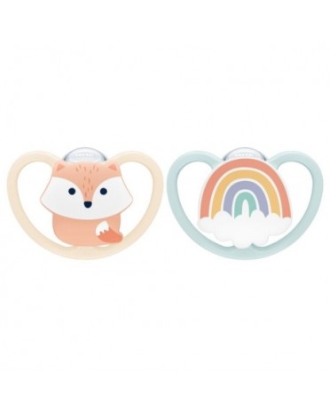 NUK Space,  Maat 1 (0-6m), Anatomisch - Silicone, 2-pack