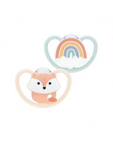 NUK Space,  Maat 1 (0-6m), Anatomisch - Silicone, 2-pack
