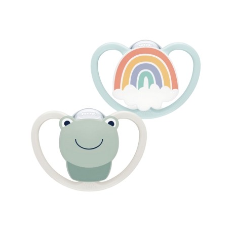 NUK Space,  Taille 1 (0-6 mois), Physiologique - Silicone, Lot de 2