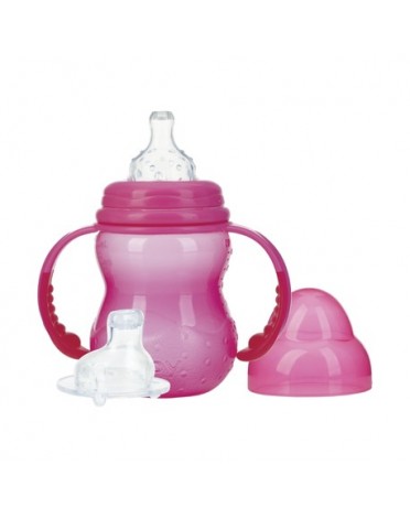 Nüby, Biberon d'apprentissage avec deux tétines, 0+ mois., Pink