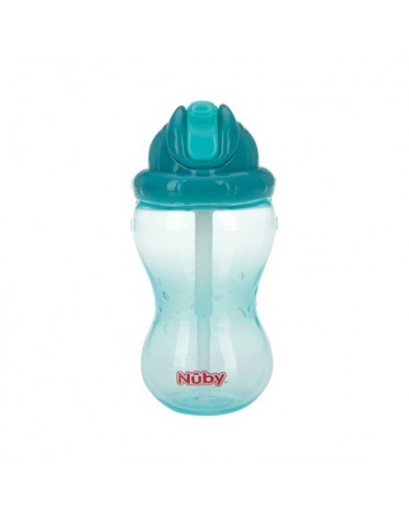 Nüby, biberon anti-déversement avec paille, 12+ mois, Aqua