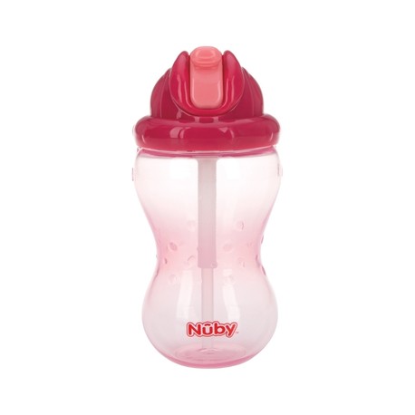 Nüby, biberon anti-déversement avec paille, 12+ mois, Pink