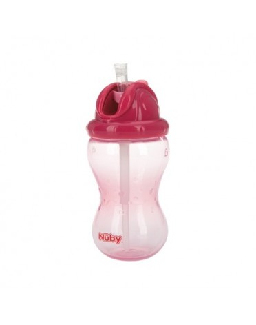 Nüby, biberon anti-déversement avec paille, 12+ mois, Pink