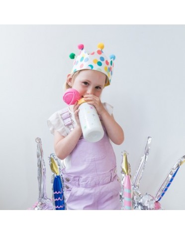 Nüby, bouteille pailletée avec paille, 3 ans, Pink