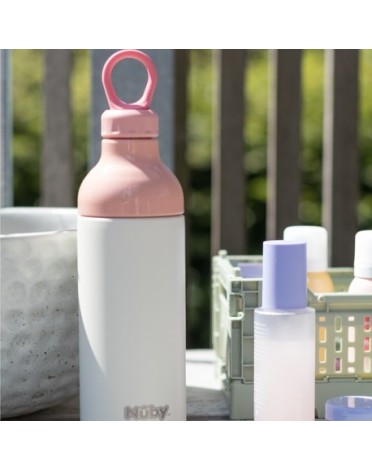 Nüby, Bouteille d'eau en acier inoxydable, 4 ans, Pink