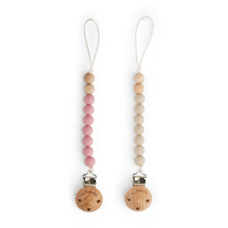 Byhappyme, Dummieketting met clip, Zijde en houten kralen, 2 Stucks