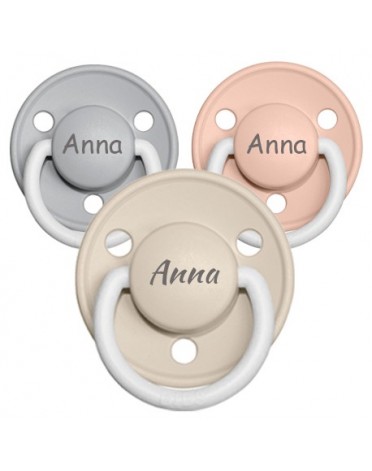 BIBS De Lux Night, Gr. 2 (Ab 6 Mon.), Rund - Latex, Schnuller mit Namen