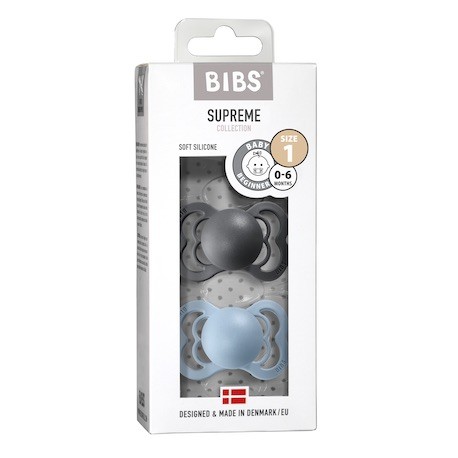 BIBS Supreme - 2er Pack,  Gr. 1 (0-6 Mon.),  Symmetrisch - Silikon