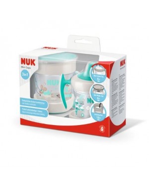 NUK  Mini Cups - Becher, 3-in-1-Trinkbecher, Hellgrün, Ab 6 Mon.