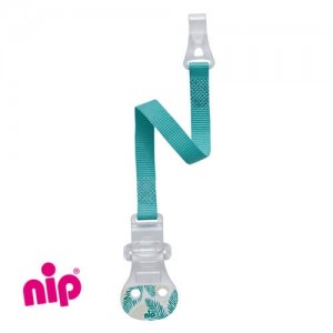 NIP - Schnullerkette, Blau/grün, Mit Haken
