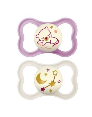 MAM Air Night 2-pack, Gr. 2 (6-16 Mon), Symetrisch - Silikon