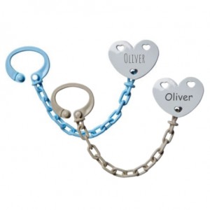 Schnullerkette mit Namen, Herz, 2-pack, In mehreren Farben erhältlich