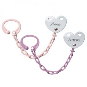 Schnullerkette mit Namen, Herz, 2-pack, In mehreren Farben erhältlich