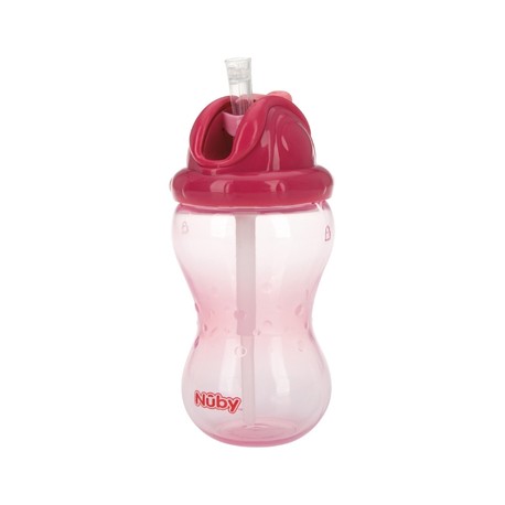 Nüby, Auslaufsichere Flasche mit Strohhalm, 12+ Monate, Pink