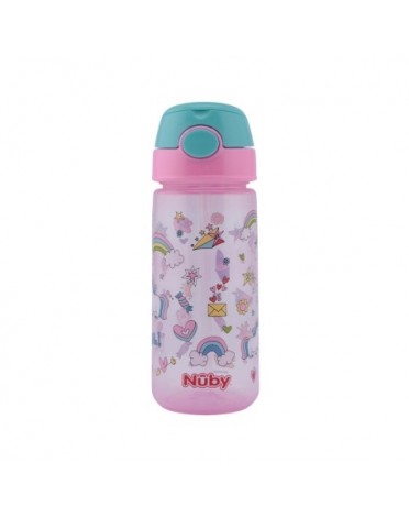 Nüby, Trinkflasche mit Strohhalm, 3 Jahre, Pink