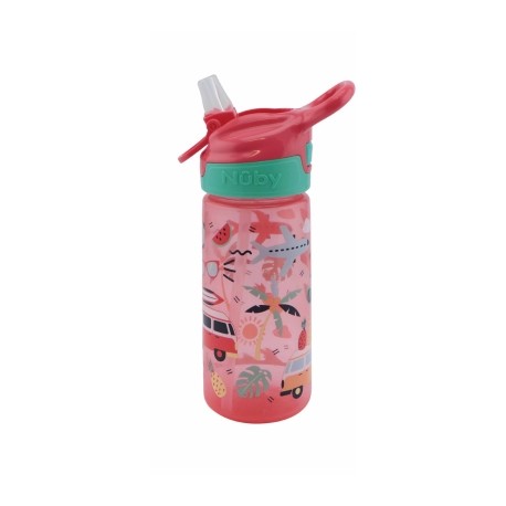 Nüby, Auslaufsichere Flasche mit Strohhalm, Pink