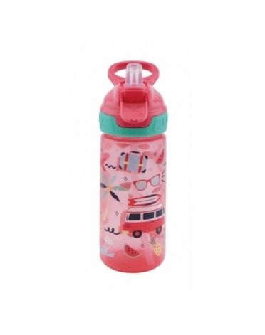 Nüby, Auslaufsichere Flasche mit Strohhalm, Pink