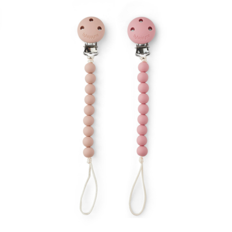 Byhappyme, Schnullerkette mit Clip, Silikonperlen, 2er pack