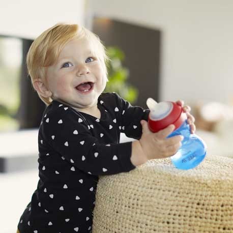 Philips Avent, Blød kop med drikketud, der tåler bid,  Blå/rød , Str. 9+ mdr.