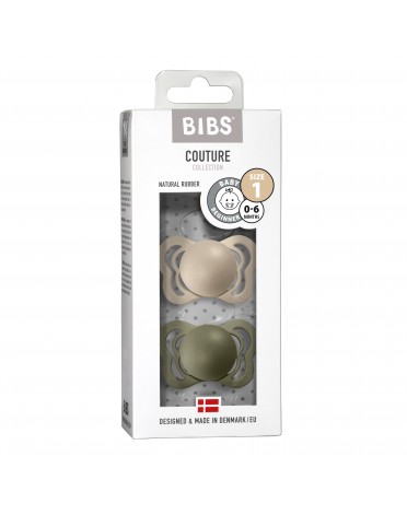 BIBS Couture - 2-pak,  Str. 1 (0-6 mdr.),  Anatomisk - Latex,