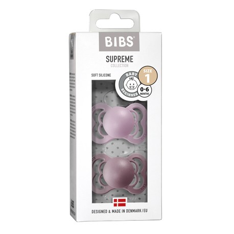 BIBS Supreme - 2-pak,  Str. 1 (0-6 mdr.),  Symmetrisk - Silikone,