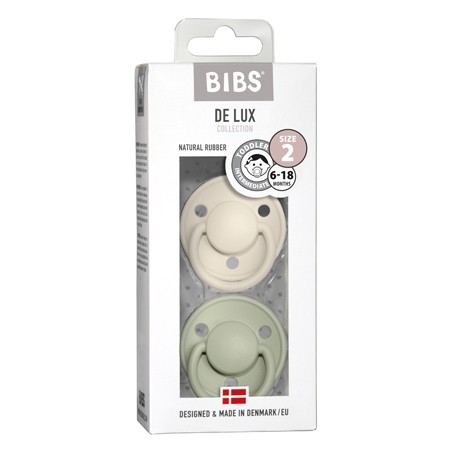 BIBS De Lux - 2-pak,  Str. 2 (6+ mdr.), Rund - Latex,