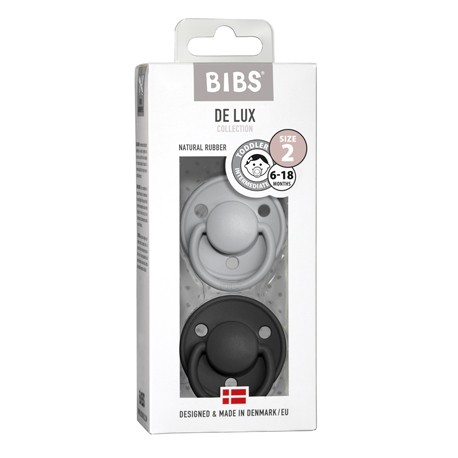 BIBS De Lux - 2-pak,  Str. 2 (6+ mdr.), Rund - Latex,