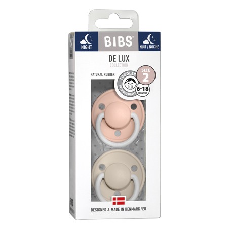 BIBS De Lux - 2-pak,  Str. 2 (6+ mdr.), Rund - Latex,