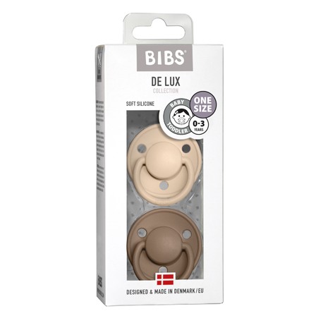 BIBS De Lux - 2-pak,  One size (0-36 mdr.), Rund - Silikone,