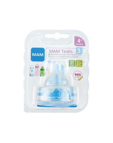 MAM,  Teats 2-pak,  Str. 3 (4m.+), Transparent